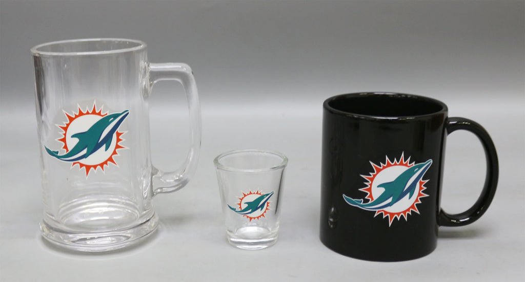 Miami Dolphins 3pc Drinkware Giftset - Black Mug