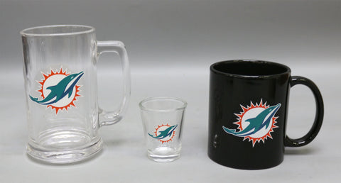 Miami Dolphins 3pc Drinkware Giftset - Black Mug
