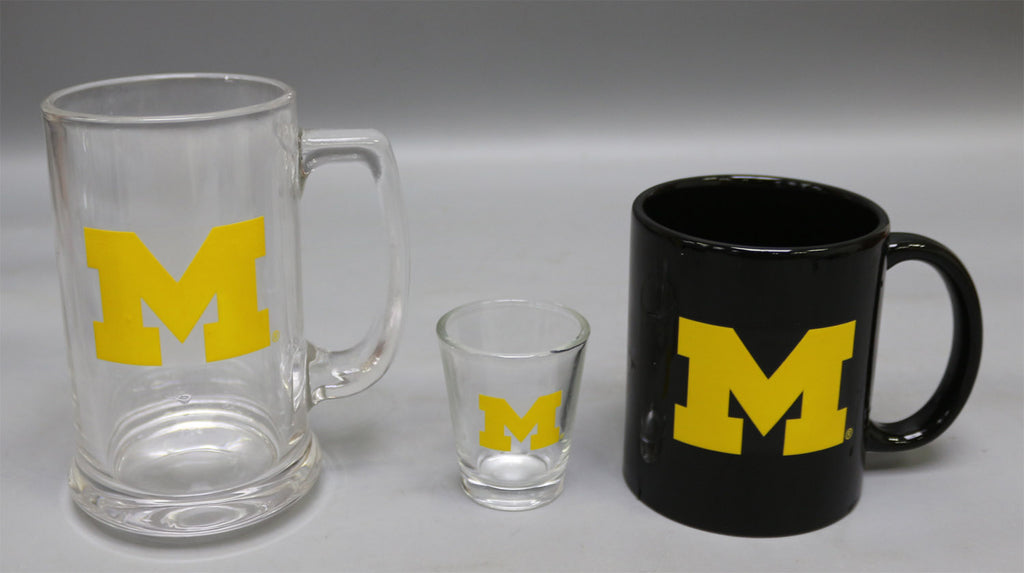 Michigan Wolverines 3pc Drinkware Giftset - Black Mug