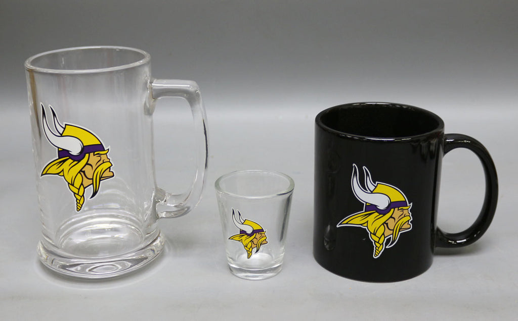 Minnesota Vikings 3pc Drinkware Giftset - Black Mug