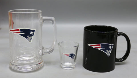 New England Patriots 3pc Drinkware Giftset - Black Mug