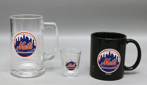 New York Mets 3pc Drinkware Giftset - Black Mug