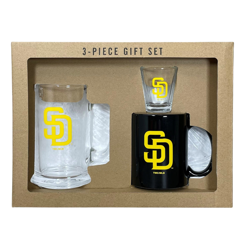 San Diego Padres 3pc Drinkware Giftset - Black Mug