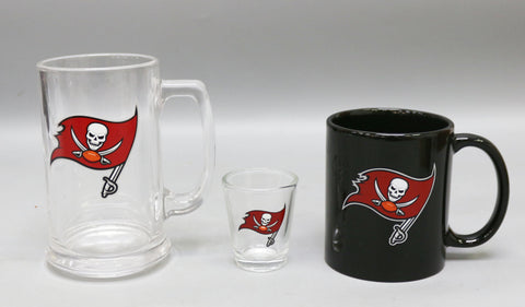 Tampa Bay Buccaneers 3pc Drinkware Giftset - Black Mug