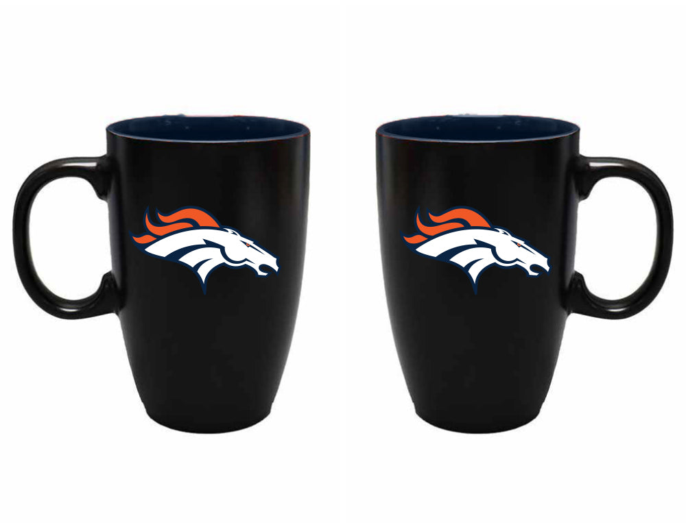 Denver Broncos 22oz Black Latte Mug with Inner Color