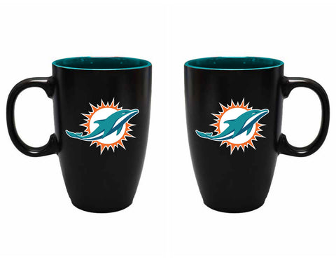 Miami Dolphins 22oz Black Latte Mug with Inner Color