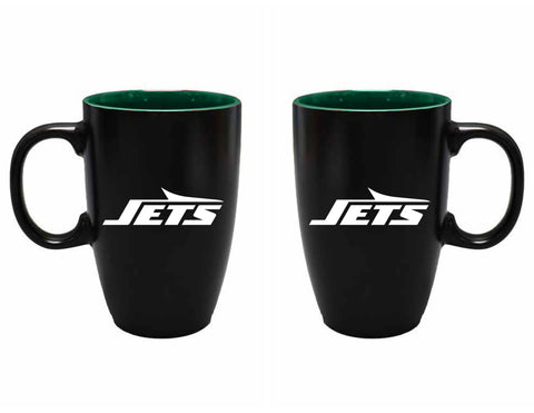New York Jets 22oz Black Latte Mug with Inner Color