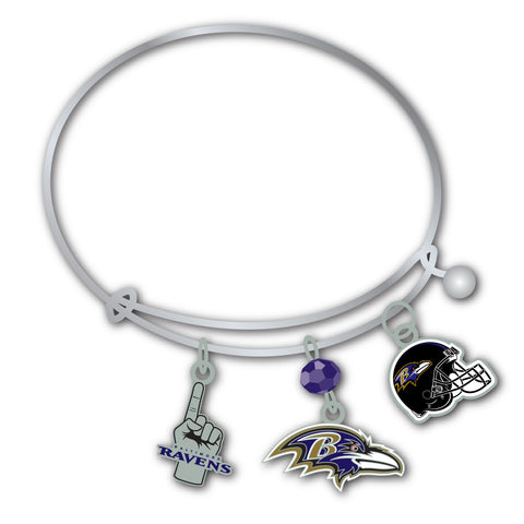 Baltimore Ravens 3 Charm Bracelet