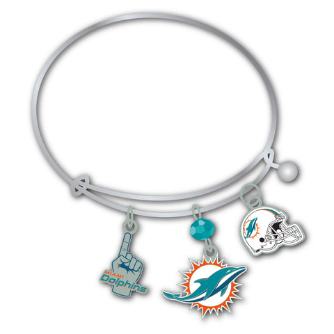 Miami Dolphins 3 Charm Bracelet
