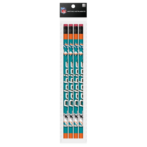 Miami Dolphins 4 Pack Wood Pencils