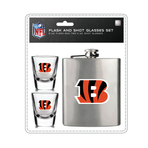 Cincinnati Bengals Flask & Shot Gift Set