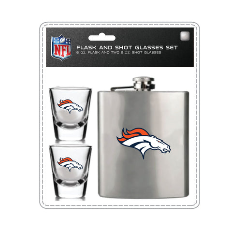Denver Broncos Flask & Shot Gift Set