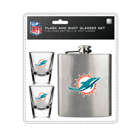 Miami Dolphins Flask & Shot Gift Set