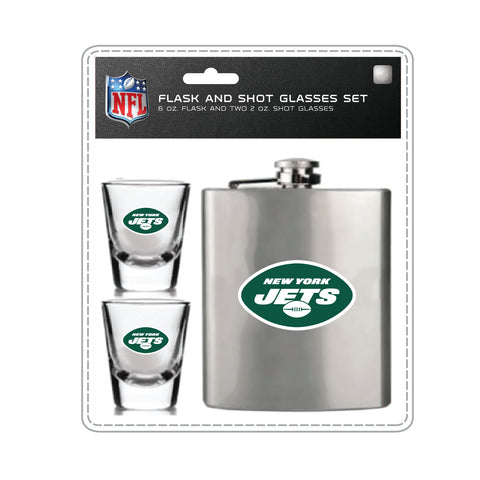 New York Jets Flask & Shot Gift Set