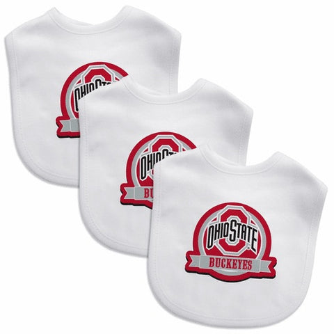 Ohio State Buckeyes 3 Pack Baby Bibs