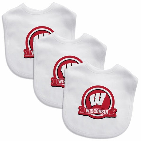 Wisconsin Badgers 3 Pack Baby Bibs