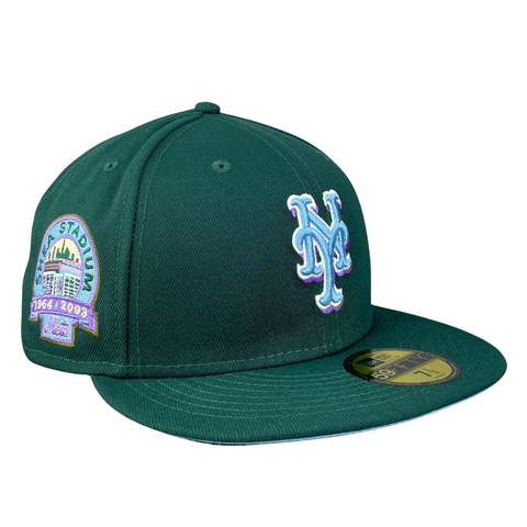 New York Mets Pine Green with Sky Blue UV Shea Stadium Sidepatch 5950 Fitted Hat