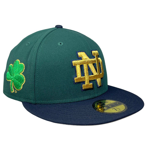 59FIFTY Notre Dame Fighting Irish Dark Green/Navy/Gray Shamrock Patch