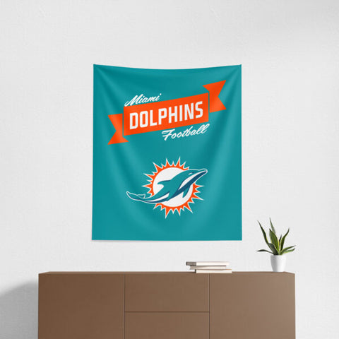 Miami Dolphins 34" x 40" Printed Wall Hanging Tapestry - Premium Design