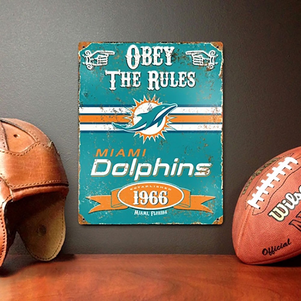 Miami Dolphins Embossed Metal Sign