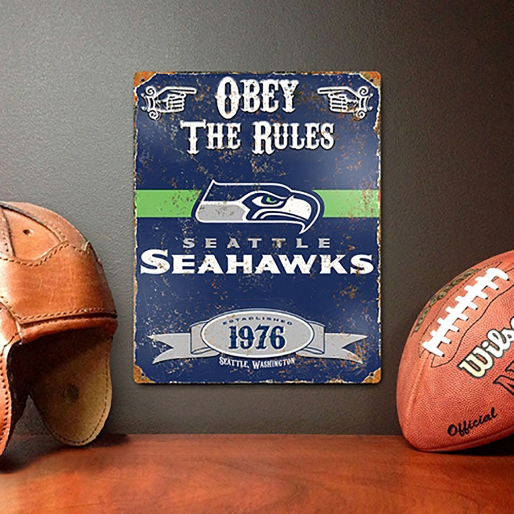 Seattle Seahawks Embossed Metal Sign