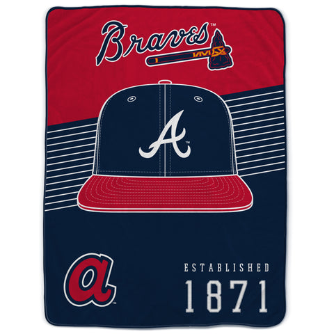 Atlanta Braves 60" x 80" Helmet/Hat Stripe Ultra Soft Plush Throw Blanket