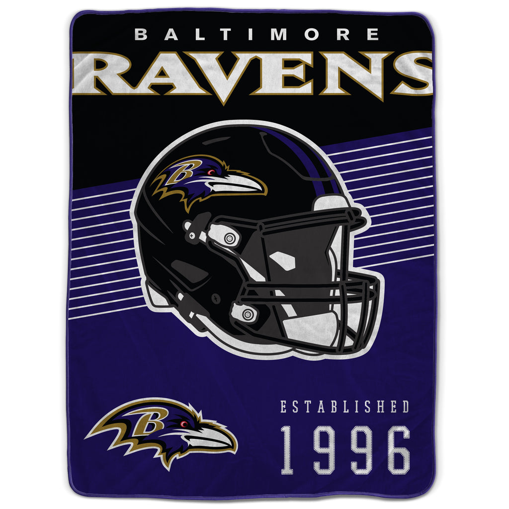 Baltimore Ravens 60" x 80" Helmet/Hat Stripe Ultra Soft Plush Throw Blanket
