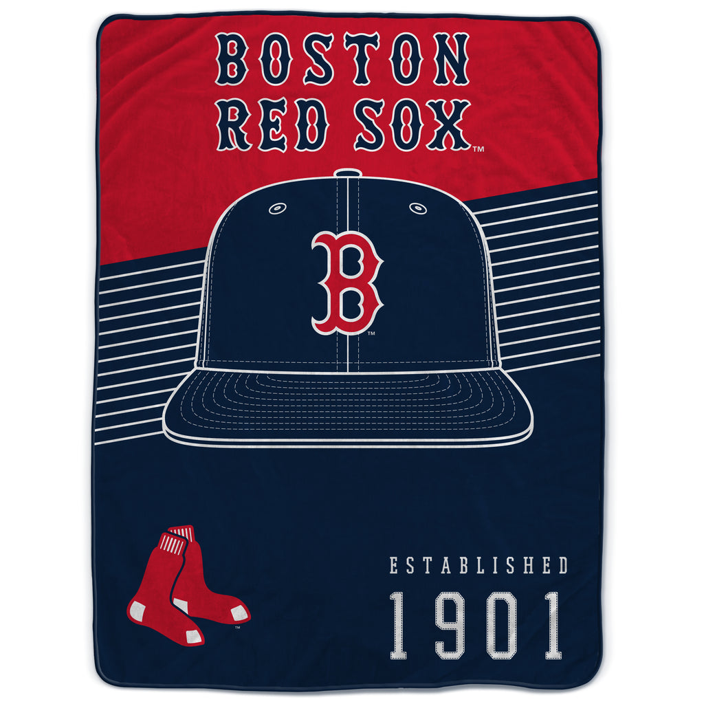 Boston Red Sox 60" x 80" Helmet/Hat Stripe Ultra Soft Plush Throw Blanket