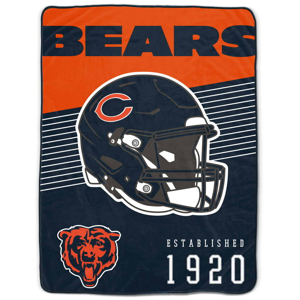 Chicago Bears 60" x 80" Helmet/Hat Stripe Ultra Soft Plush Throw Blanket