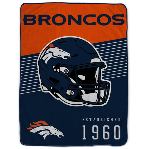 Denver Broncos 60" x 80" Helmet/Hat Stripe Ultra Soft Plush Throw Blanket