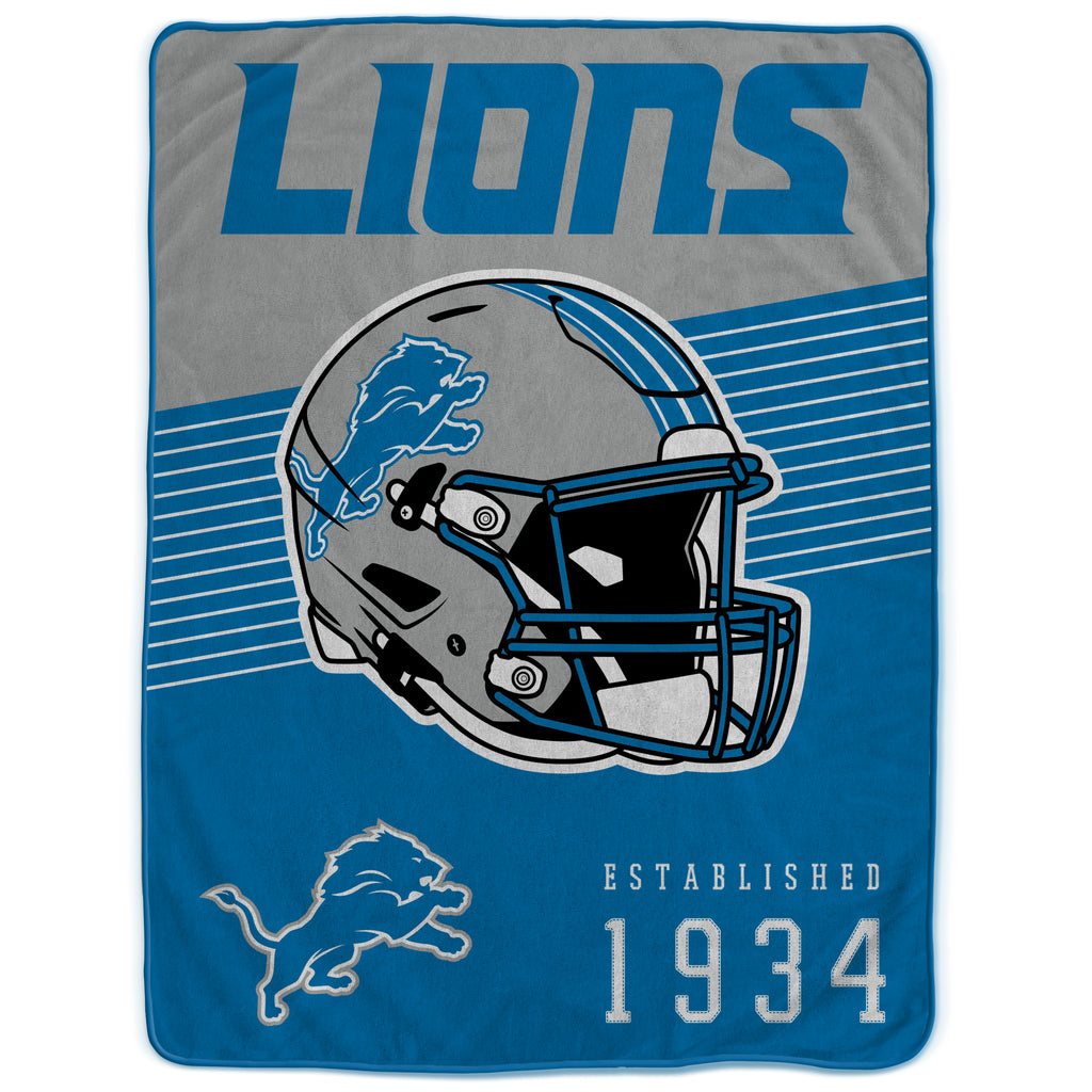 Detroit Lions 60" x 80" Helmet/Hat Stripe Ultra Soft Plush Throw Blanket