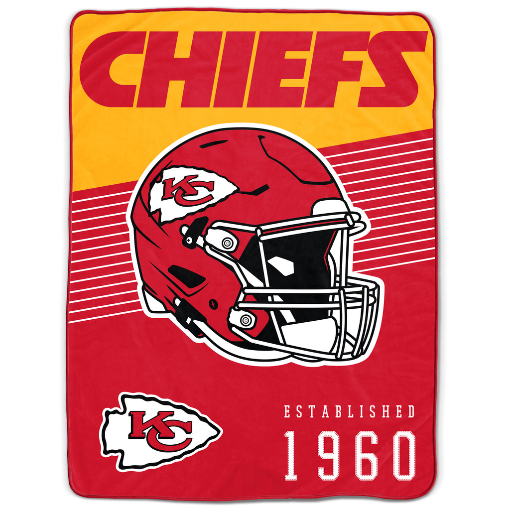 Kansas City Chiefs 60" x 80" Helmet/Hat Stripe Ultra Soft Plush Throw Blanket