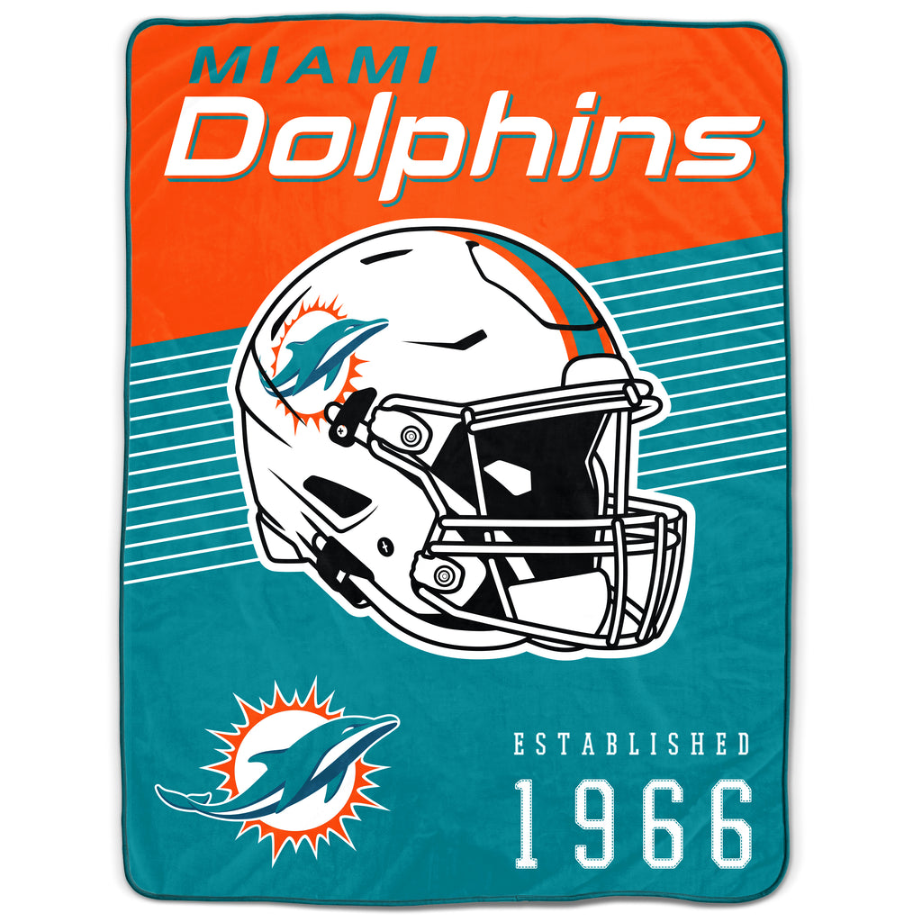 Miami Dolphins 60" x 80" Helmet/Hat Stripe Ultra Soft Plush Throw Blanket