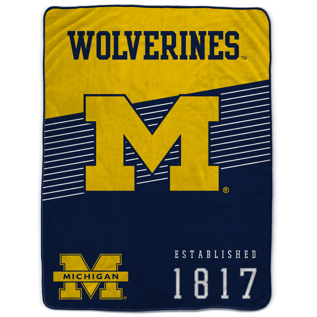 Michigan Wolverines 60" x 80" Helmet/Hat Stripe Ultra Soft Plush Throw Blanket