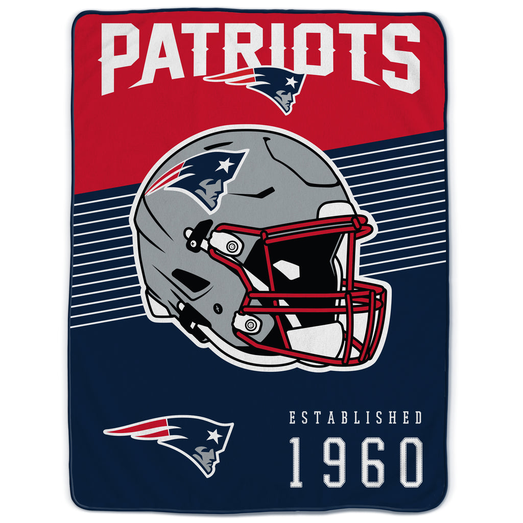 New England Patriots 60" x 80" Helmet/Hat Stripe Ultra Soft Plush Throw Blanket