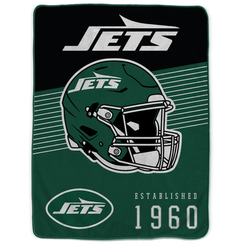 New York Jets 60" x 80" Helmet/Hat Stripe Ultra Soft Plush Throw Blanket