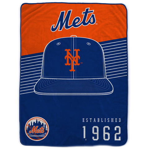 New York Mets 60" x 80" Helmet/Hat Stripe Ultra Soft Plush Throw Blanket