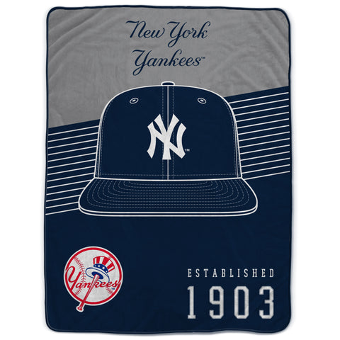 New York Yankees 60" x 80" Helmet/Hat Stripe Ultra Soft Plush Throw Blanket