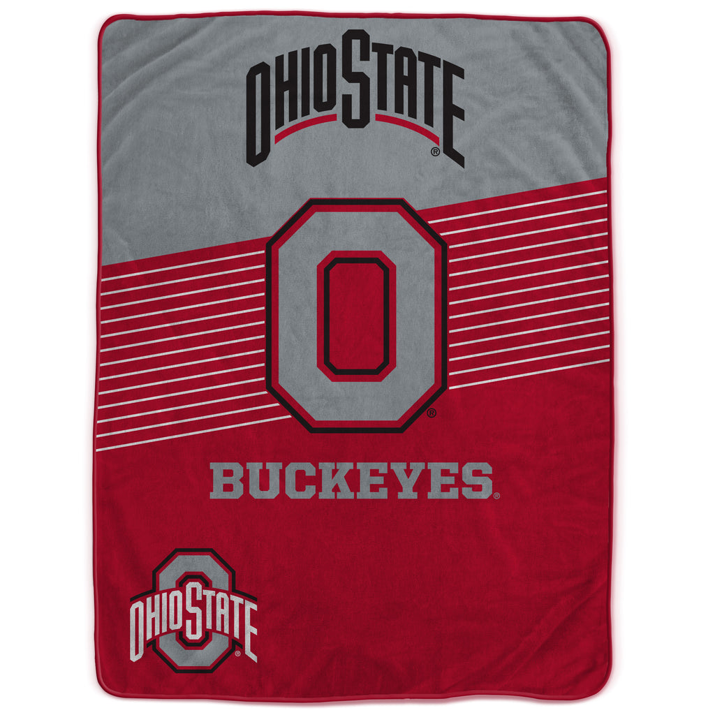 Ohio State Buckeyes 60" x 80" Helmet/Hat Stripe Ultra Soft Plush Throw Blanket