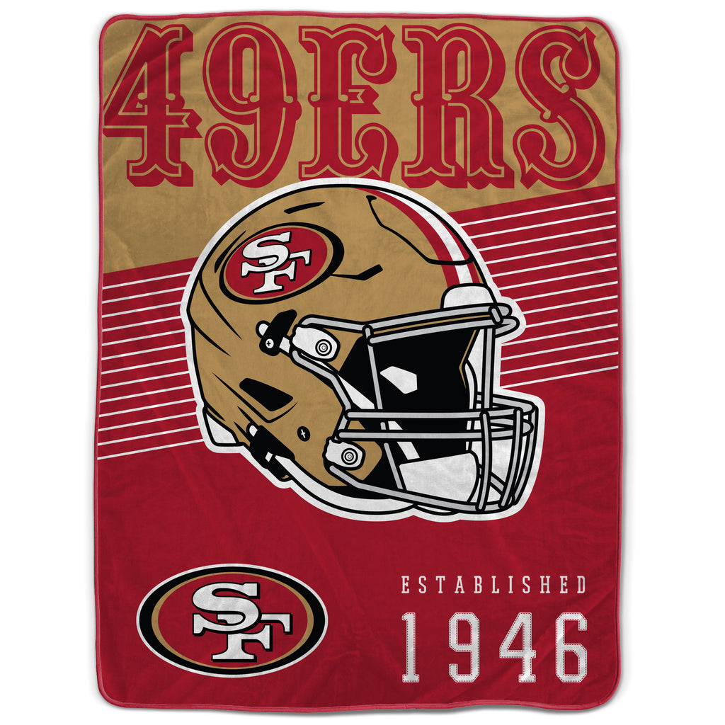 San Francisco 49ers 60" x 80" Helmet/Hat Stripe Ultra Soft Plush Throw Blanket
