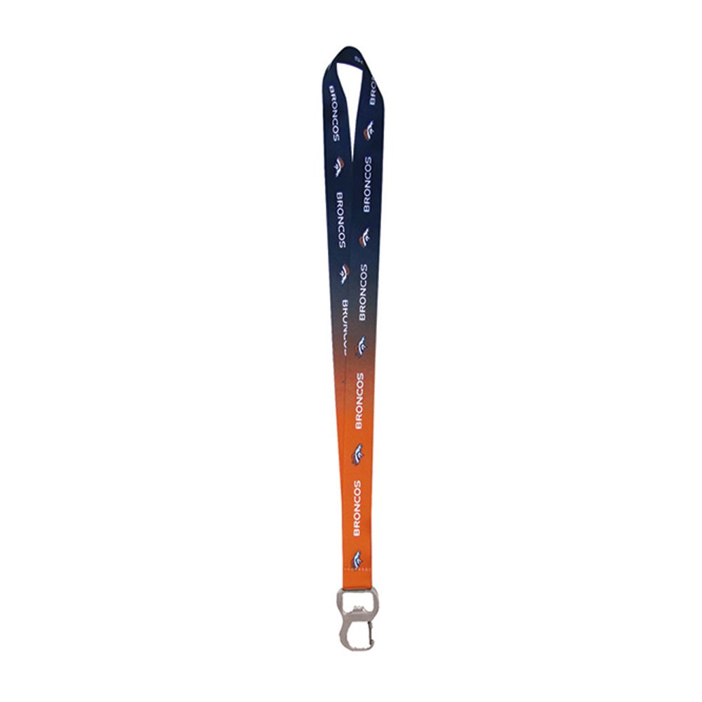 Denver Broncos Ombre Lanyard with Bottle Opener & Key Clip