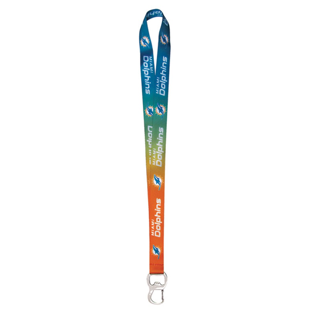 Miami Dolphins Ombre Lanyard with Bottle Opener & Key Clip