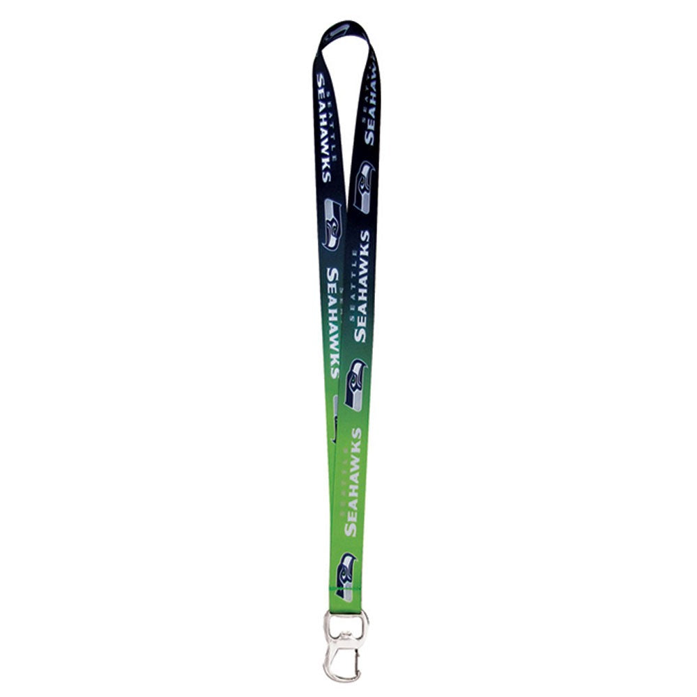 Seattle Seahawks Ombre Lanyard with Bottle Opener & Key Clip