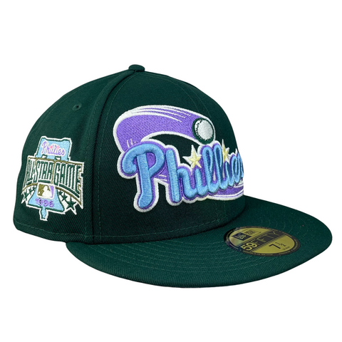 Philadelphia Phillies Pine Green with Sky Blue UV 1996 All Star Game Sidepatch 5950 Fitted Hat