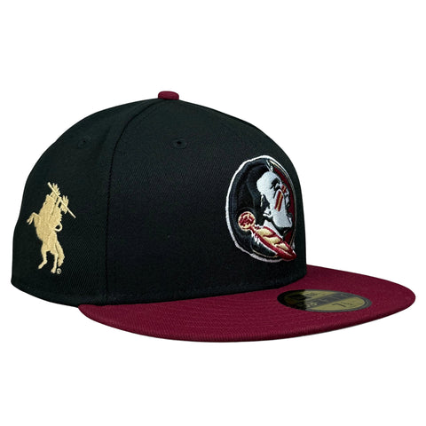 59FIFTY Florida State Seminoles Black/Cardinal/Gray Unconquered Statue Patch