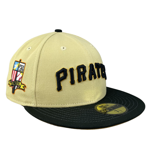 59FIFTY Pittsburgh Pirates Vegas Gold/Black/Tan Roberto Clemente Crest Patch