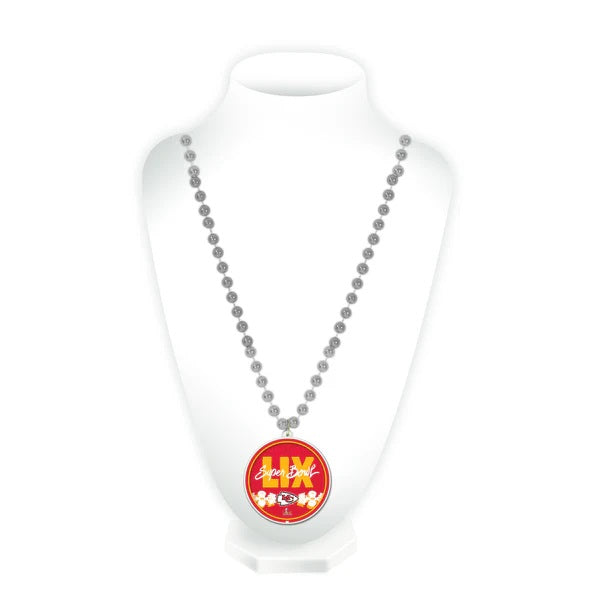 Kansas City Chiefs Super Bowl LIX Beads with Medallion