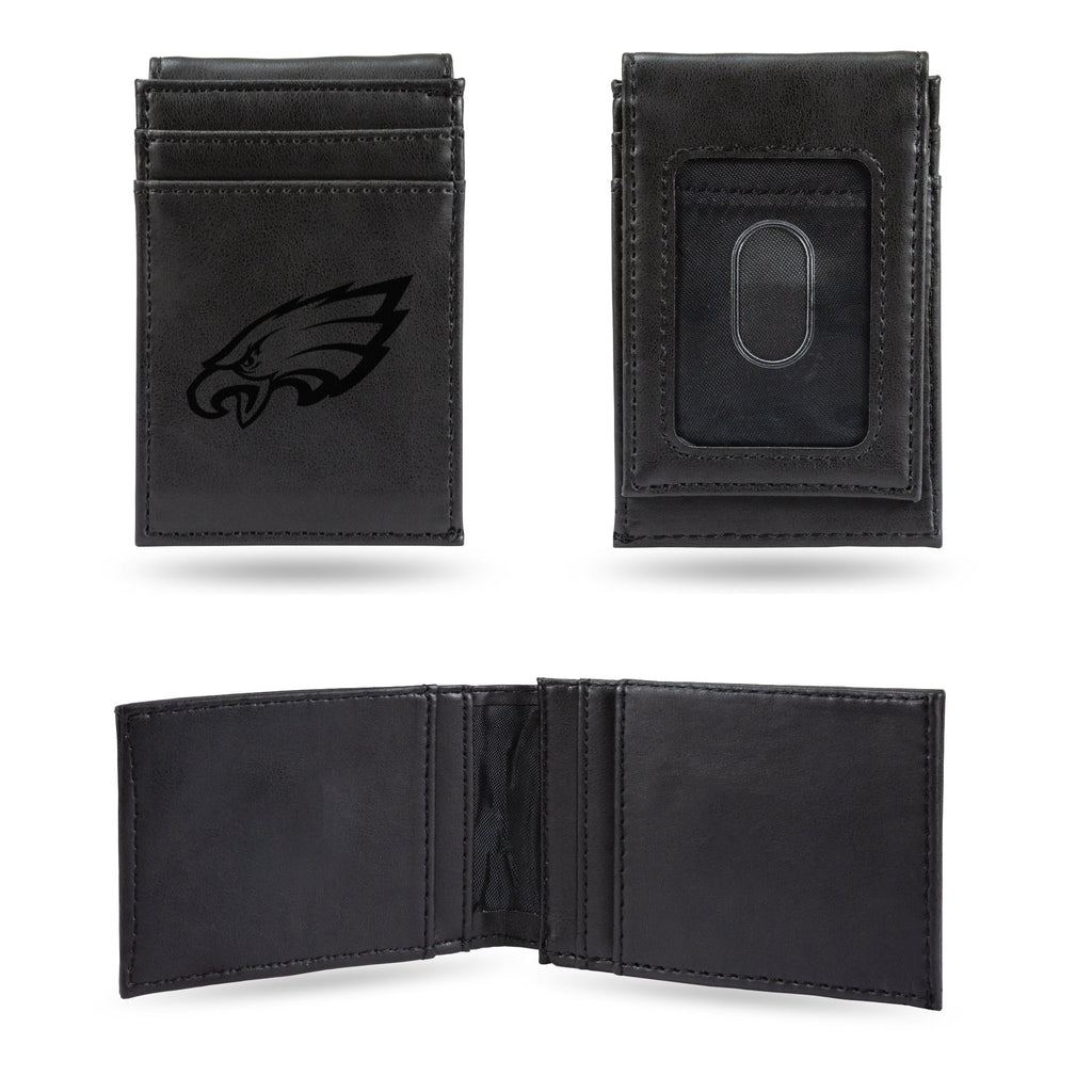Philadelpiha Eagles Laser Engraved Front Pocket Wallet - Black