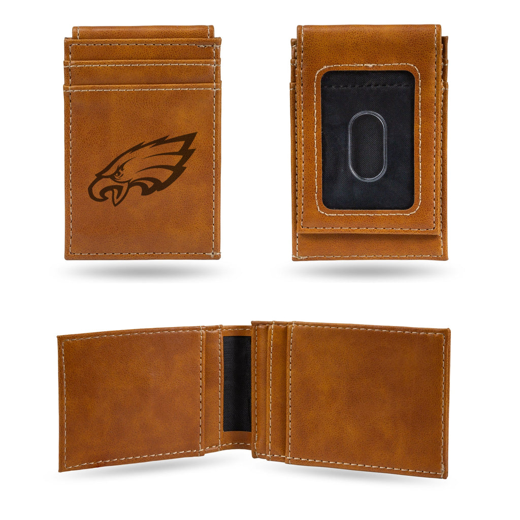 Philadelpiha Eagles Laser Engraved Front Pocket Wallet - Brown
