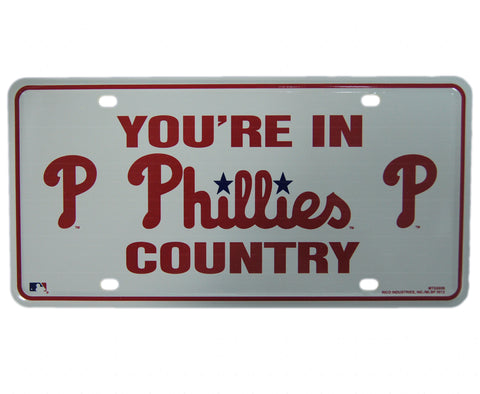 Philadelphia Phillies Metal License Plate White Country